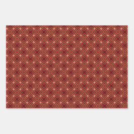 クラシックボルドーレッド&金ゴールド3ピースラップセット ラッピングペーパーシート