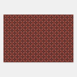 クラシックボルドーレッド&金ゴールド3ピースラップセット ラッピングペーパーシート