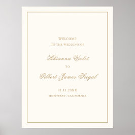 クラシックボーダーアイボリー&ゴールドの永遠の結婚式 ポスター