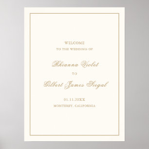 クラシックボーダーアイボリー&ゴールドの永遠の結婚式 ポスター