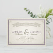 クラシックボーダーウェディング招待状 - 紫 招待状 (スタンド正面)