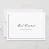 クラシックボーダー ブラック＆ホワイトの永遠の結婚式 サンキューカード (正面)