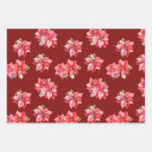 クラシックポインセチアのクリスマスフラワー ラッピングペーパーシート (正面)