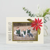 クラシックポインセチアシンプル写真クリスマス シーズンカード (スタンド正面)