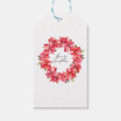 クラシックポインセチア果実とクリスマスリース ギフトタグ (正面)