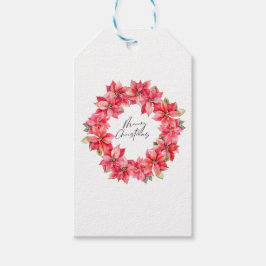 クラシックポインセチア果実とクリスマスリース ギフトタグ