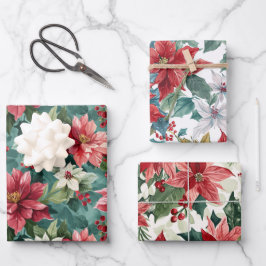 クラシックポインセチア ラッピングペーパーシート