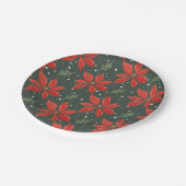 クラシックポインセッタホリデイ ペーパープレート (アングル)