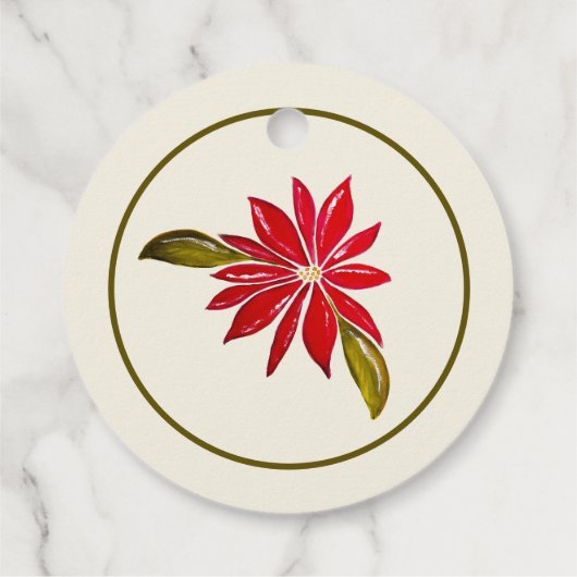 クラシックポインセテシンプルィアキュートモダンクリスマス フェイバータグ (裏面)