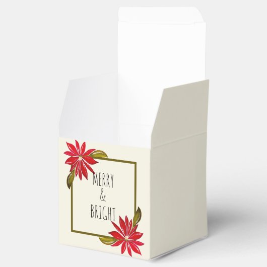 クラシックポインセテシンプルィアキュートモダンクリスマス フェイバーボックス (オープン)