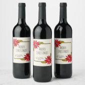 クラシックポインセテシンプルィアシッモダンククリスマス ワインラベル (ボトル)