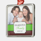 クラシックポートレートグストライプリーの写真 メタルオーナメント (左)