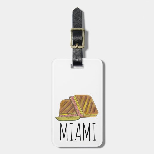 クラシックマイアミキューバサンドイッチハムポークスイスチーズ ラゲッジタグ (正面縦)