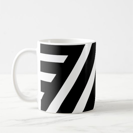 クラシックマグの白と黒のストライプ コーヒーマグカップ (左)