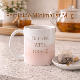 クラシックマグカップ(11オンス) - ブルッシュペイントの花 コーヒーマグカップ