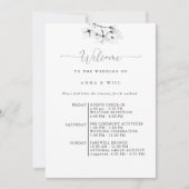 クラシックマグノリアエレガントな結婚式の旅程 招待状 (正面)