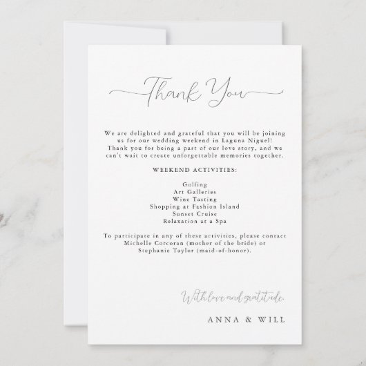 クラシックマグノリアエレガントな結婚式の旅程 招待状 (裏面)