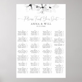 クラシックマグノリア白黒アルファベット座席 ポスター