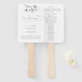 クラシックマグノリア白黒アート結婚式 プログラム ハンドファン (正面&裏面)