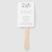 クラシックマグノリア白黒アート結婚式 プログラム ハンドファン (正面)