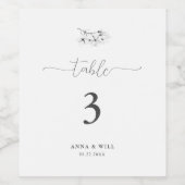 クラシックマグノリア白黒エレガントウェディング ワインラベル (シングルラベル)