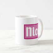 クラシックマグ Nice Pink Box タイポグラフィ コーヒーマグカップ (正面右)