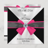 クラシックマゼンタボウ付き白黒ドレープ セーブザデート (正面/裏面)