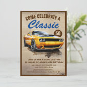 クラシックマッスルカーシンプル5誕生日 招待状 (スタンド正面)