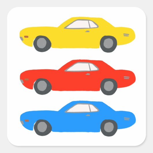 クラシックマッスルカー図解入りの、写真付きのヴィンテージ スクエアシール (正面)