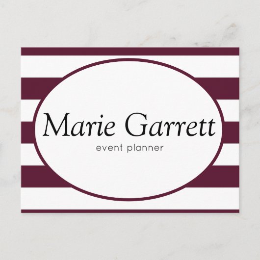クラシックマルーンストライプビジネス ポストカード (正面)