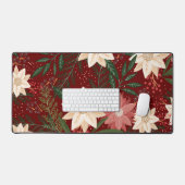 クラシックマルーンフェスティバルボタニカルクリスマスホリデー デスクマット (キーボード&マウス)