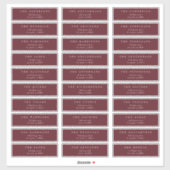 クラシックマルーン結婚ブルゴーニュ個人の住所 シール (シート)