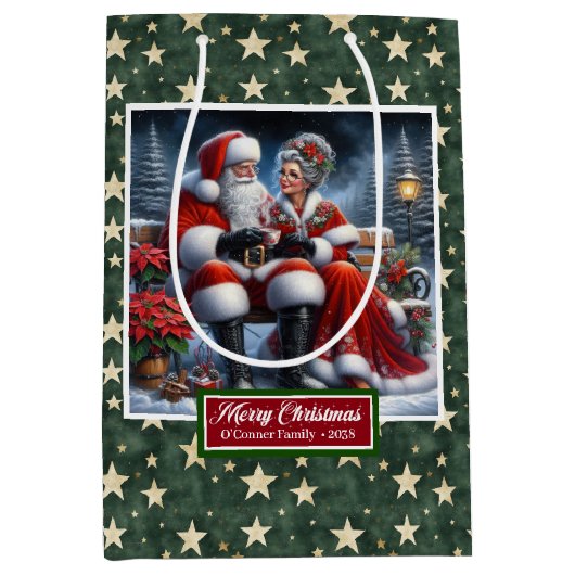 クラシックミセスクロースクールクリスマス・ホリデー ミディアムペーパーバッグ (正面)