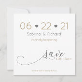 クラシックミニマエレガントリスト金ゴールドグレー日付を保存 招待状 (正面)