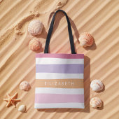 クラシックミニマカラフルル夏ストライプ美術 トートバッグ