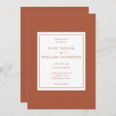 クラシックミニマモダンリストのテラコッタ結婚ス 招待状 (正面/裏面)