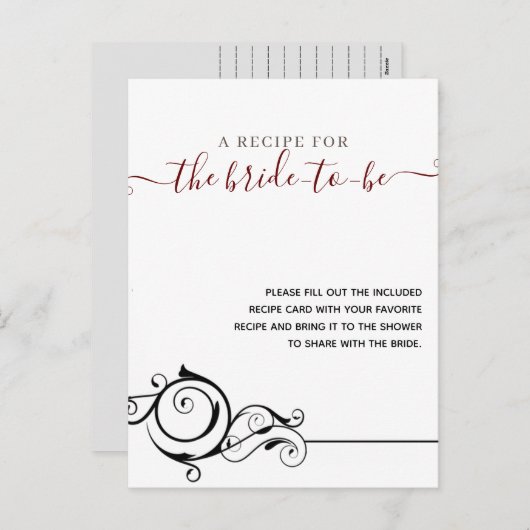 クラシックミニマモダンリストブライダルシャワーレシピ シーズンポストカード (正面/裏面)