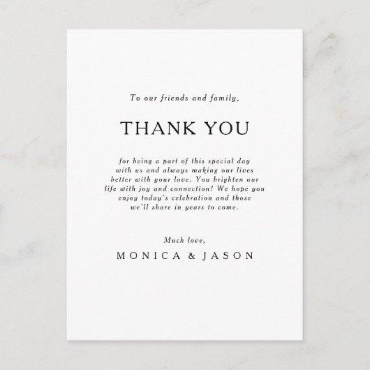 クラシックミニマリストありがとう披露宴カード ポストカード (正面)