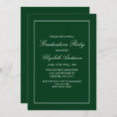 クラシックミニマリストグリーン卒業招待状 招待状 (正面/裏面)