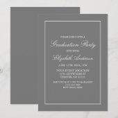クラシックミニマリストグレイ卒業招待状 招待状 (正面/裏面)