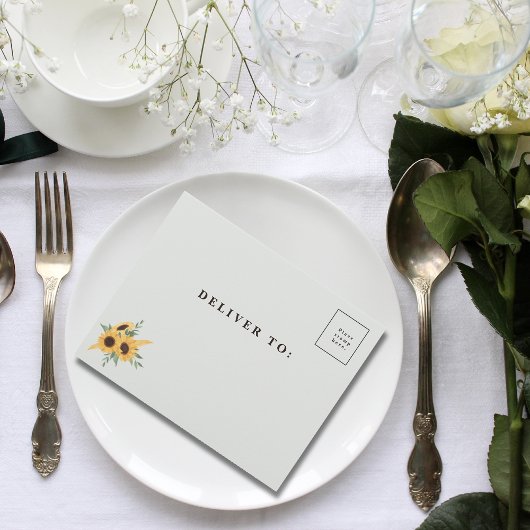 クラシックミニマリストサンフラワーアーチセージグリーン オールインワン招待状