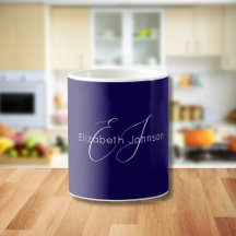 クラシックミニマリスト名モノグラムブルーとホワイト