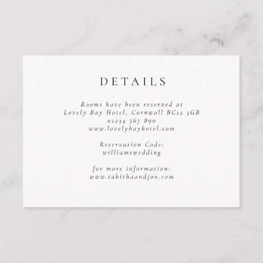 クラシックミニマリスト白黒結婚詳細 エンクロージャーカード (正面)