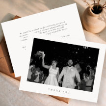 クラシックミニマリスト結婚式フォトサンクスカード