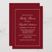 クラシックミニマリスト赤ベビーシャワー招待状 招待状 (正面/裏面)