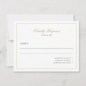 クラシックミニマルなスクリプトブラックと金ゴールド結婚ズ 出欠カード (正面)