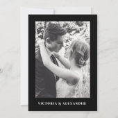 クラシックミニマルな白黒フォトズ結婚ズ セーブザデート (裏面)