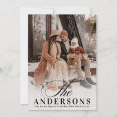 クラシックミニマルエレガント名Christmas Photo シーズンカード (正面)