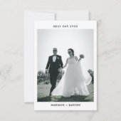 クラシックミニマルタイポグラフィ結婚写真 サンキューカード (正面)