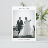 クラシックミニマルタイポグラフィ結婚写真 サンキューカード (スタンド正面)